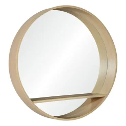 Miroir Simple|Mob-In Miroir rond en chêne avec étagère 60 cm OBLO