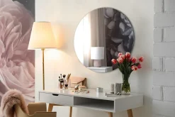 Tulup Miroir rond pour salle de bain 50 cm mural minimaliste 1 pièce