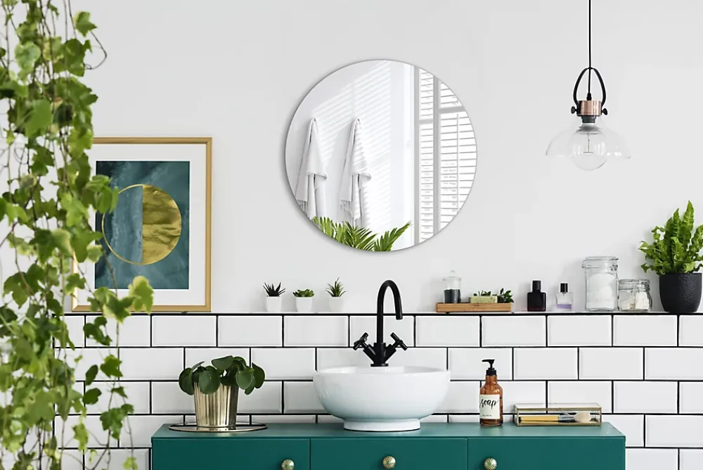 Tulup Miroir rond sans cadre 60 cm suspendu pour salon 1 pièce