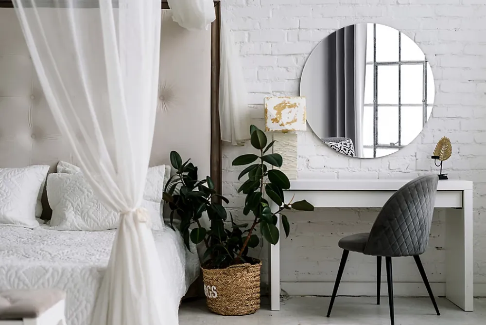 Miroir Grossissant|Tulup Miroir rond style loft 90 cm grand sans cadre 1 pièce