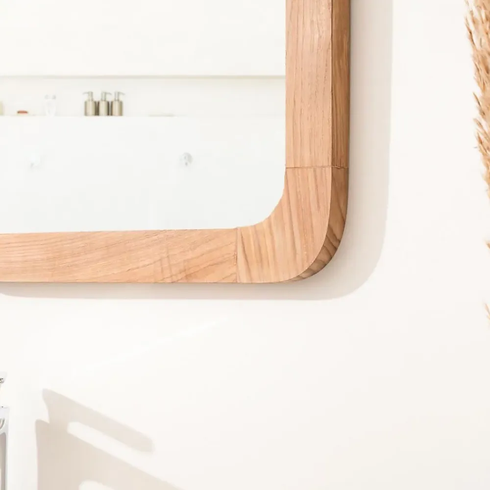 Miroir Simple|Wanda Collection Miroir rétro en teck massif 70 cm x 50cm