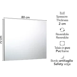 Kiamami Valentina Miroir Réversible À Ras De 80 Cm De Largeur Et 70 Cm De Hauteur Pour Salle De Bain.