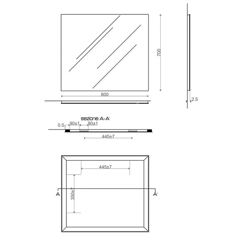 Kiamami Valentina Miroir Réversible À Ras De 80 Cm De Largeur Et 70 Cm De Hauteur Pour Salle De Bain.