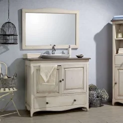 Byca Miroir salle de bain - 140 cm en Acacia blanc vieilli - Garriguo