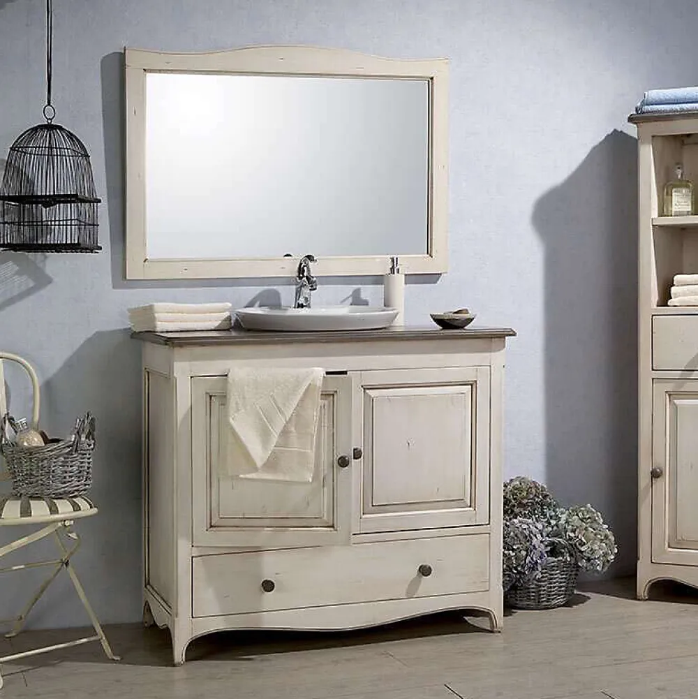 Byca Miroir salle de bain - 140 cm en Acacia blanc vieilli - Garriguo