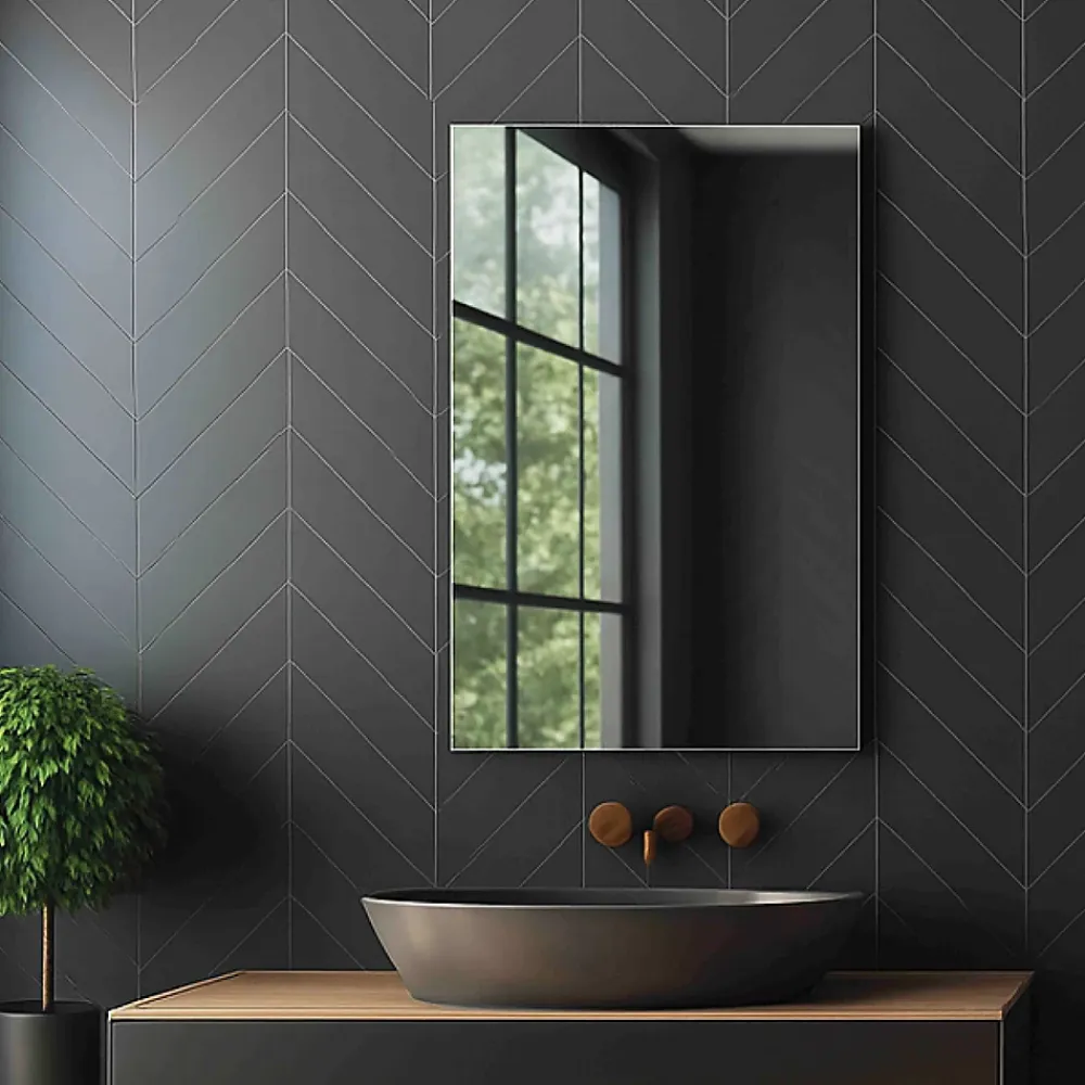 Jindoli Miroir salle de bain 40 cm simple fixation murale