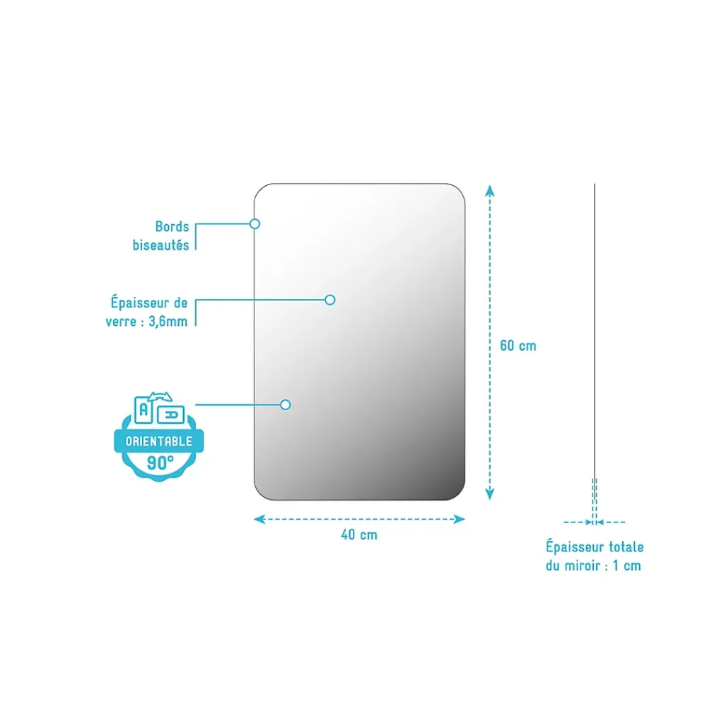 Aurlane Miroir salle de bain - 40x60cm - GO