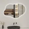 AICA Sanitaire Miroir salle de bain asymétrique 100 x 66 cm LED Éclairage réglable en 3 couleurs + anti-buée + fonction mémoire