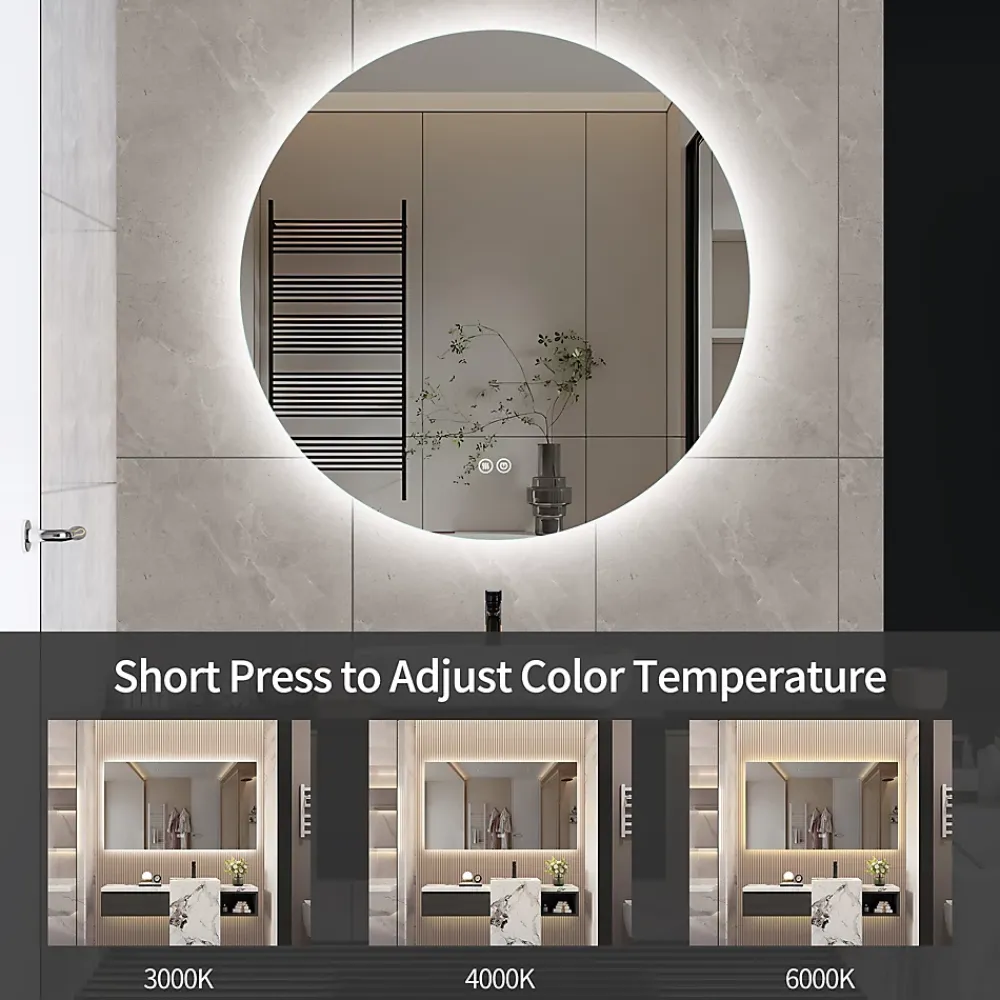 Miroir Lumineux|ProximaX Miroir Salle de Bain avec Éclairage - Rond 80 cm - Miroir LED Salle de Bain - avec Anti-buée et 3 Couleur Changeable