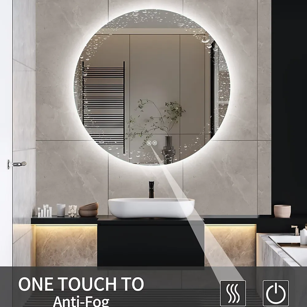 Miroir Lumineux|ProximaX Miroir Salle de Bain avec Éclairage - Rond 80 cm - Miroir LED Salle de Bain - avec Anti-buée et 3 Couleur Changeable