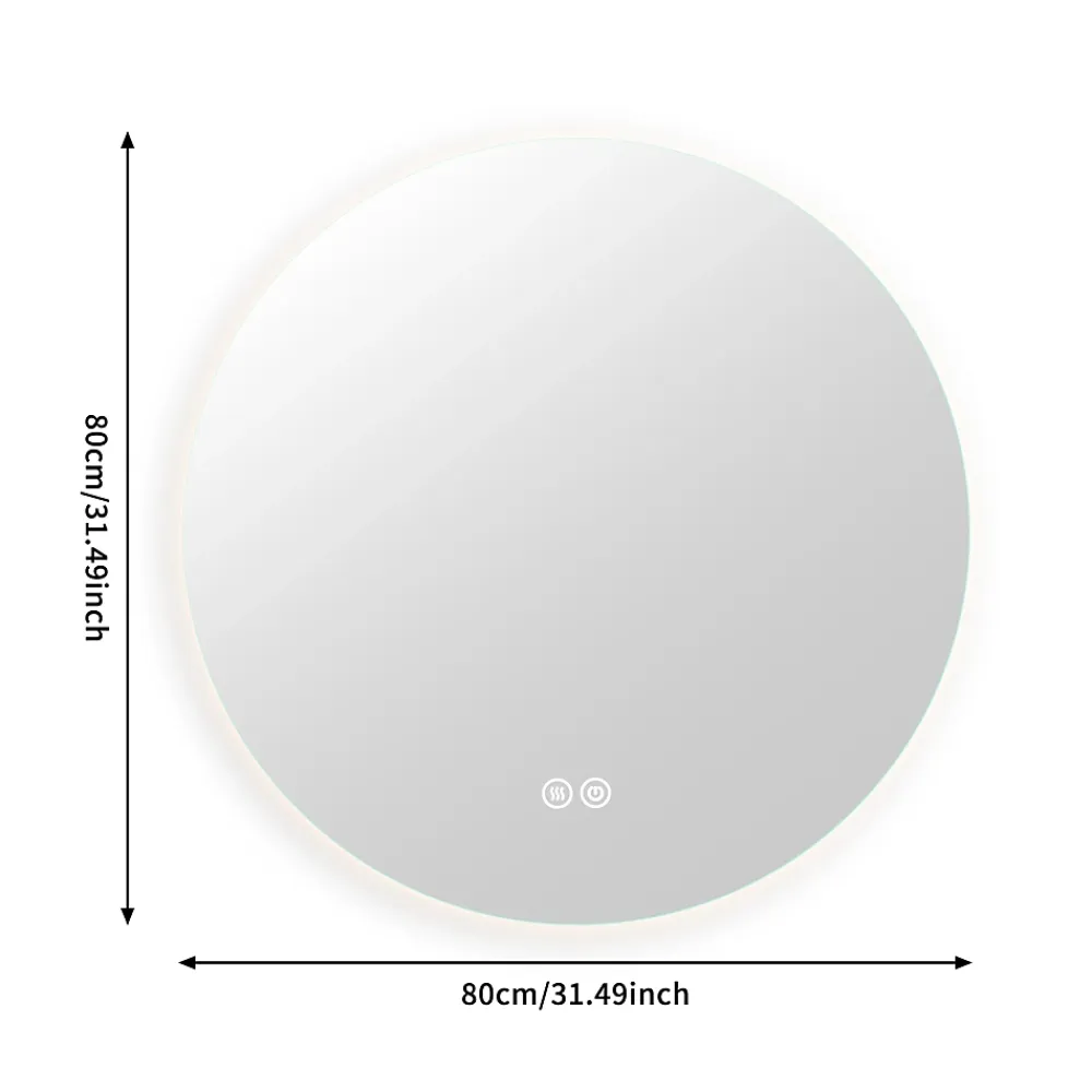 Miroir Lumineux|ProximaX Miroir Salle de Bain avec Éclairage - Rond 80 cm - Miroir LED Salle de Bain - avec Anti-buée et 3 Couleur Changeable