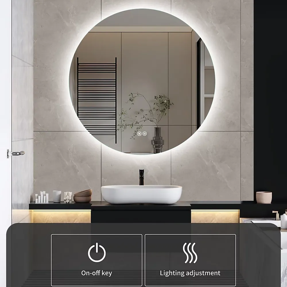Miroir Lumineux|ProximaX Miroir Salle de Bain avec Éclairage - Rond 80 cm - Miroir LED Salle de Bain - avec Anti-buée et 3 Couleur Changeable