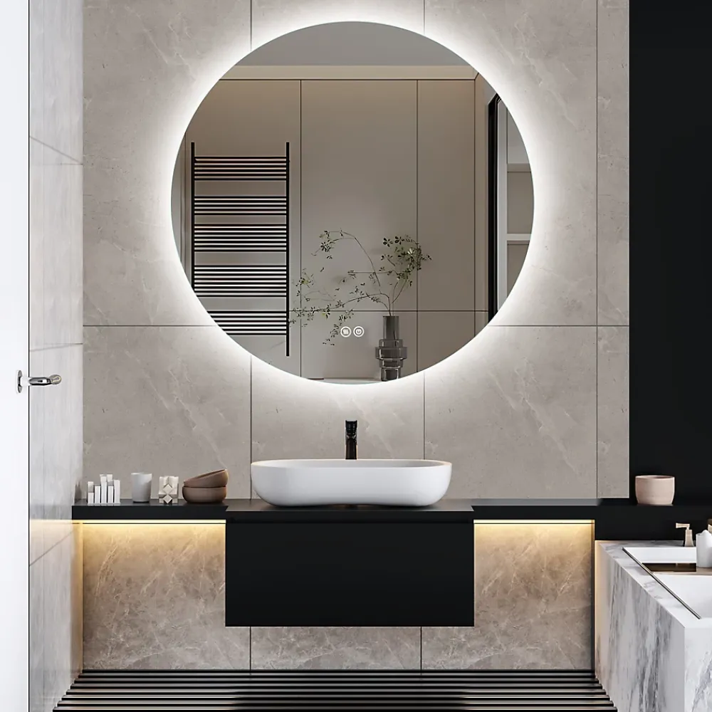 Miroir Lumineux|ProximaX Miroir Salle de Bain avec Éclairage - Rond 80 cm - Miroir LED Salle de Bain - avec Anti-buée et 3 Couleur Changeable