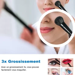 AICA Sanitaire Miroir salle de bain bluetooth + loupe + horloge + tricolore + anti-buée 80x60cm dimmable,mémoire,tactile,led,