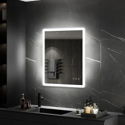 Saniverre Miroir salle de bain BOLEO 60 x 80 cm LED lumineux 2100 lms anti-buée + réglage intensité & couleur -