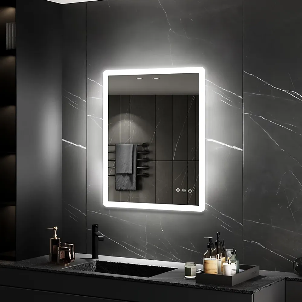 Saniverre Miroir salle de bain BOLEO 60 x 80 cm LED lumineux 2100 lms anti-buée + réglage intensité & couleur -