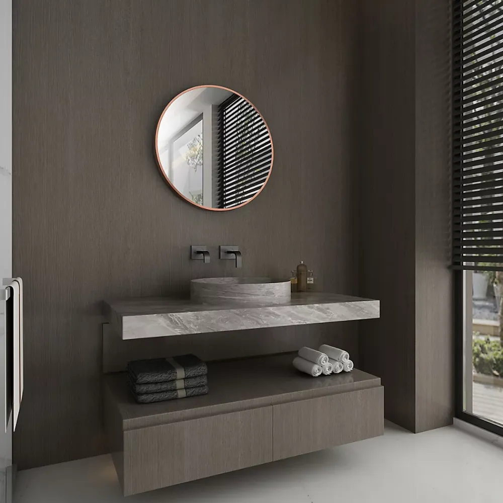Aurlane Miroir salle de bain circulaire - Diamètre 60cm - Finition cuivre