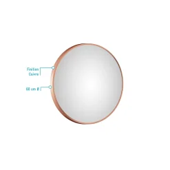 Aurlane Miroir salle de bain circulaire - Diamètre 60cm - Finition cuivre