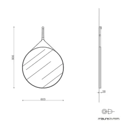 Kiamami Valentina Miroir Salle De Bain Design Avec Cadre En Cuir Noir Diamètre 60 Cm