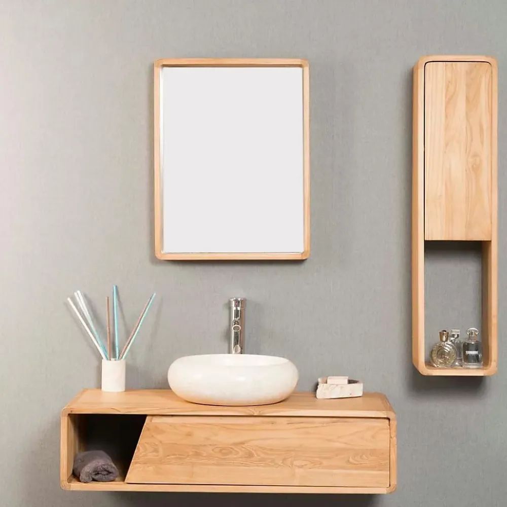 Wanda Collection Miroir salle de bain en teck Samba 140 x 65 cm