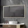 Miroir Lumineux|Luxury Bain Miroir salle de bain LED 110x60cm anti buée avec cadre doré LB-126080G