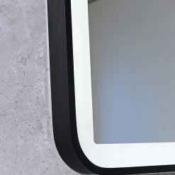 Luxury Bain Miroir salle de bain LED 110x60cm anti buée avec cadre en aluminium noir et loupe x3 LB-4685B