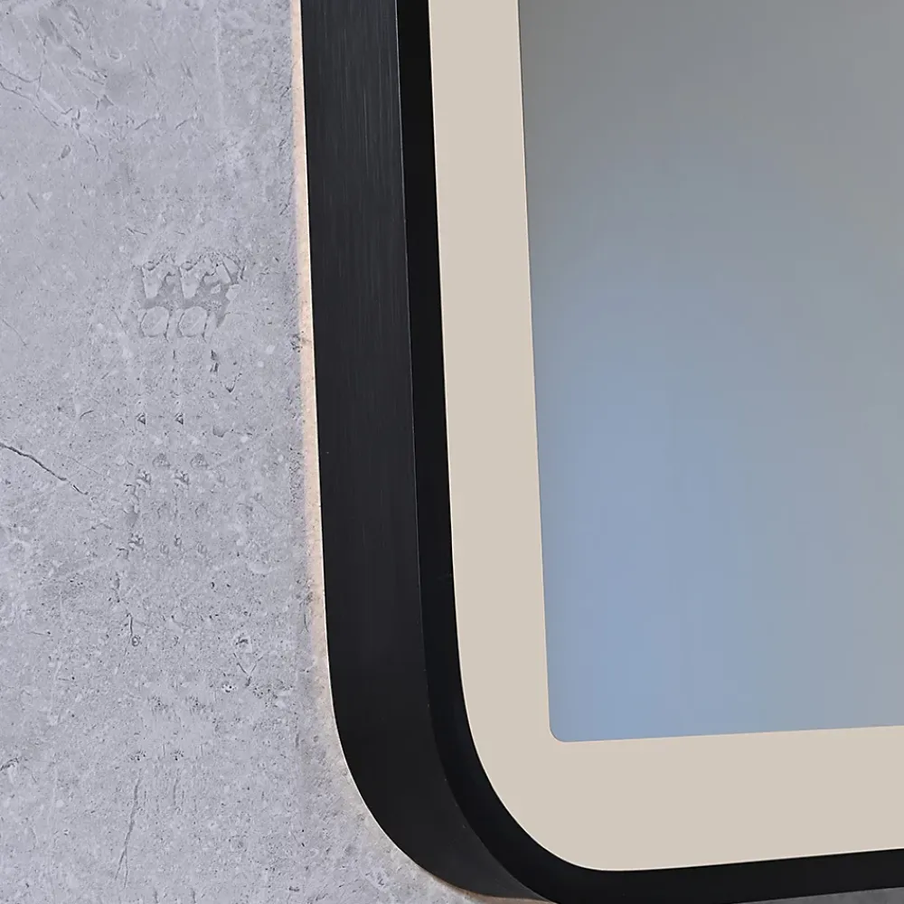 Luxury Bain Miroir salle de bain LED 110x60cm anti buée avec cadre en aluminium noir et loupe x3 LB-4685B