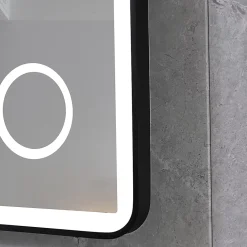 Luxury Bain Miroir salle de bain LED 110x60cm anti buée avec cadre en aluminium noir et loupe x3 LB-4685B