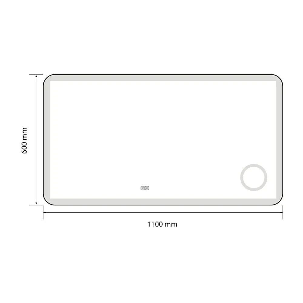 Luxury Bain Miroir salle de bain LED 110x60cm anti buée avec cadre en aluminium noir et loupe x3 LB-4685B