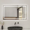 AICA Sanitaire Miroir salle de bain led anti-buée, avec éclairage LED 80 x 60cm réversible, IP44 commande par effleurement,
