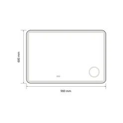 Luxury Bain Miroir salle de bain LED 90x60cm anti buée avec cadre en aluminium doré et loupe x3 LB-4685G