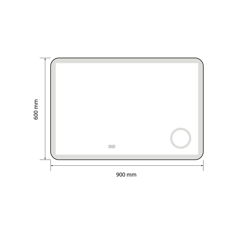 Luxury Bain Miroir salle de bain LED 90x60cm anti buée avec cadre en aluminium doré et loupe x3 LB-4685G