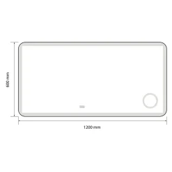 Miroir Lumineux|Luxury Bain Miroir salle de bain LED 120x60cm anti buée avec cadre en aluminium doré et loupe x3 LB-4685G