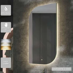 Miroir Lumineux|Ledimex Miroir Salle de Bain LED Rétro-éclairé (3000K) - 60x110cm - Anti-Buée & Détecteur de Mouvement - CARDIF