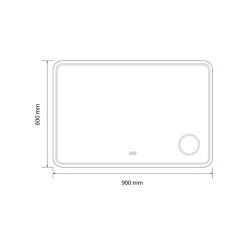 Luxury Bain Miroir salle de bain LED 90x60cm anti buée avec LED 3 couleurs et loupe x3 LB-3612