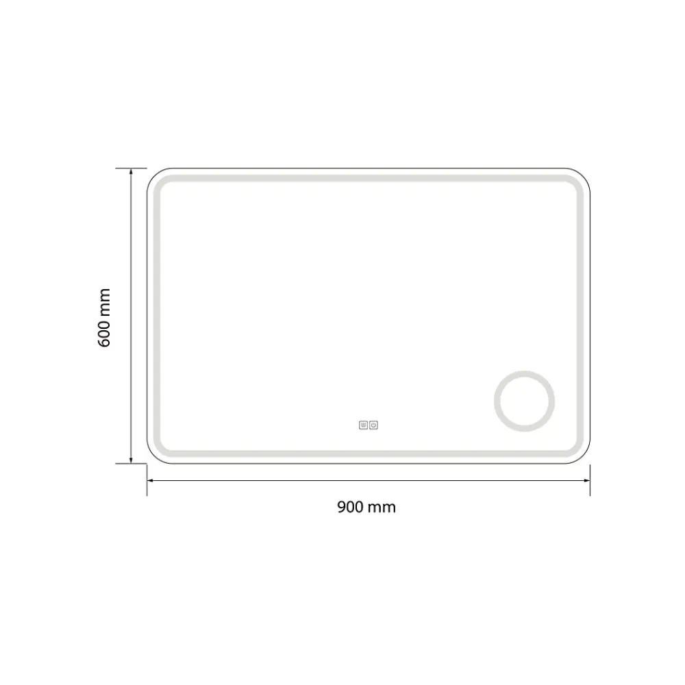 Luxury Bain Miroir salle de bain LED 90x60cm anti buée avec LED 3 couleurs et loupe x3 LB-3612