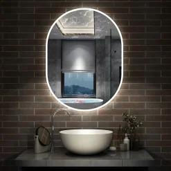 Miroir Lumineux|AICA Sanitaire Miroir salle de bain LED 60x80cm tricolore + anti-buée + dimmable + mémoire,