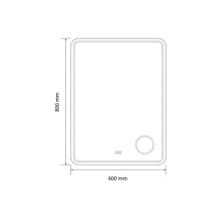 Miroir Lumineux|Luxury Bain Miroir salle de bain LED 60x80cm anti buée avec LED 3 couleurs et loupe x3 LB-3612