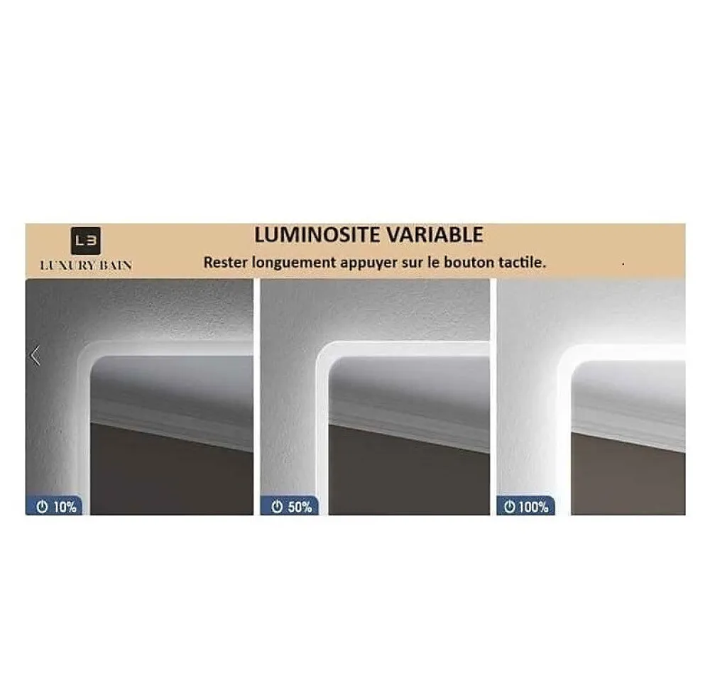 Miroir Lumineux|Luxury Bain Miroir salle de bain LED 60x80cm anti buée avec cadre en aluminium noir et loupe grossissante x3 LuxuryBain