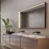 Ledimex Miroir Salle de Bain LED Réglable 80x100cm - Noir Mat - Anti-Buée & Détecteur de Mouvement - ABILITY