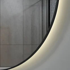 Miroir Lumineux|Luxury Bain Miroir salle de bain LED rond 80cm anti buée avec cadre noir LB-4647BA