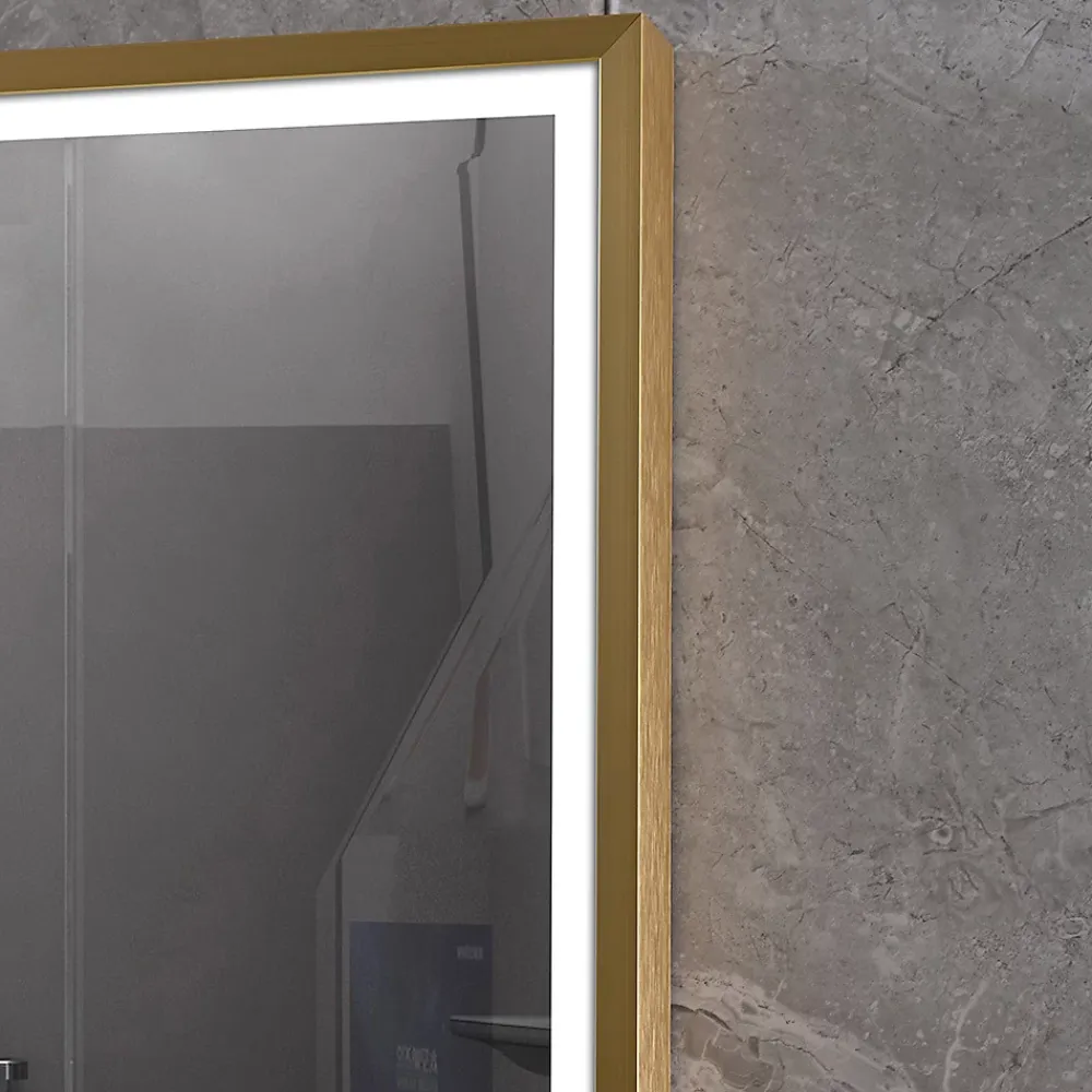 Luxury Bain Miroir salle de bain LED 120x60cm anti buée avec cadre doré LB-126080G