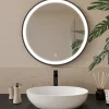 Lomazoo Miroir salle de bain Bologna avec LED 70 cm rond Noir