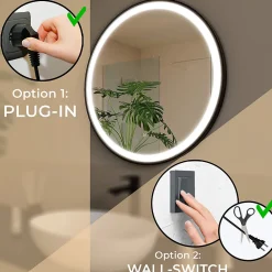 Lomazoo Miroir salle de bain Bologna avec LED 70 cm rond Noir