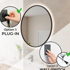 Lomazoo Miroir salle de bain Torino avec LED 80 cm rond Noir