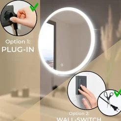 Lomazoo Miroir salle de bain Boston avec LED 80 cm rond
