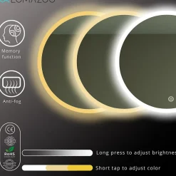 Lomazoo Miroir salle de bain Boston avec LED 80 cm rond