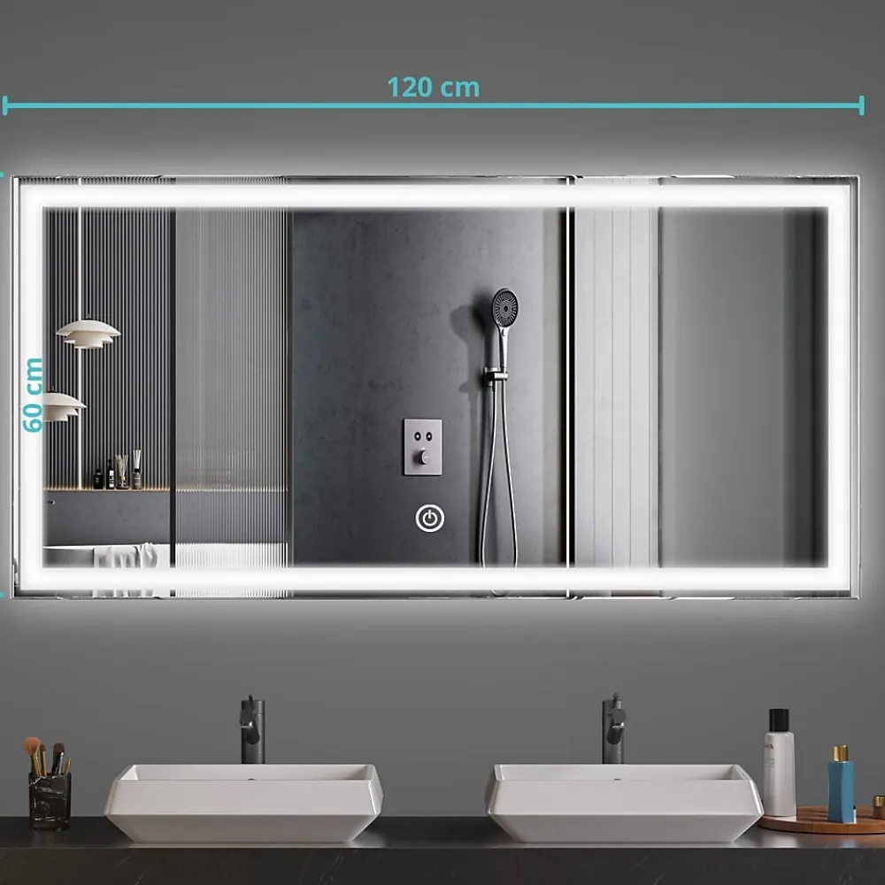 Miroir Lumineux|Lomazoo Miroir salle de bain Memphis avec LED 120 x 60 cm