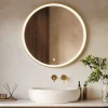 Lomazoo Miroir salle de bain Paris avec LED 80 cm doré rond