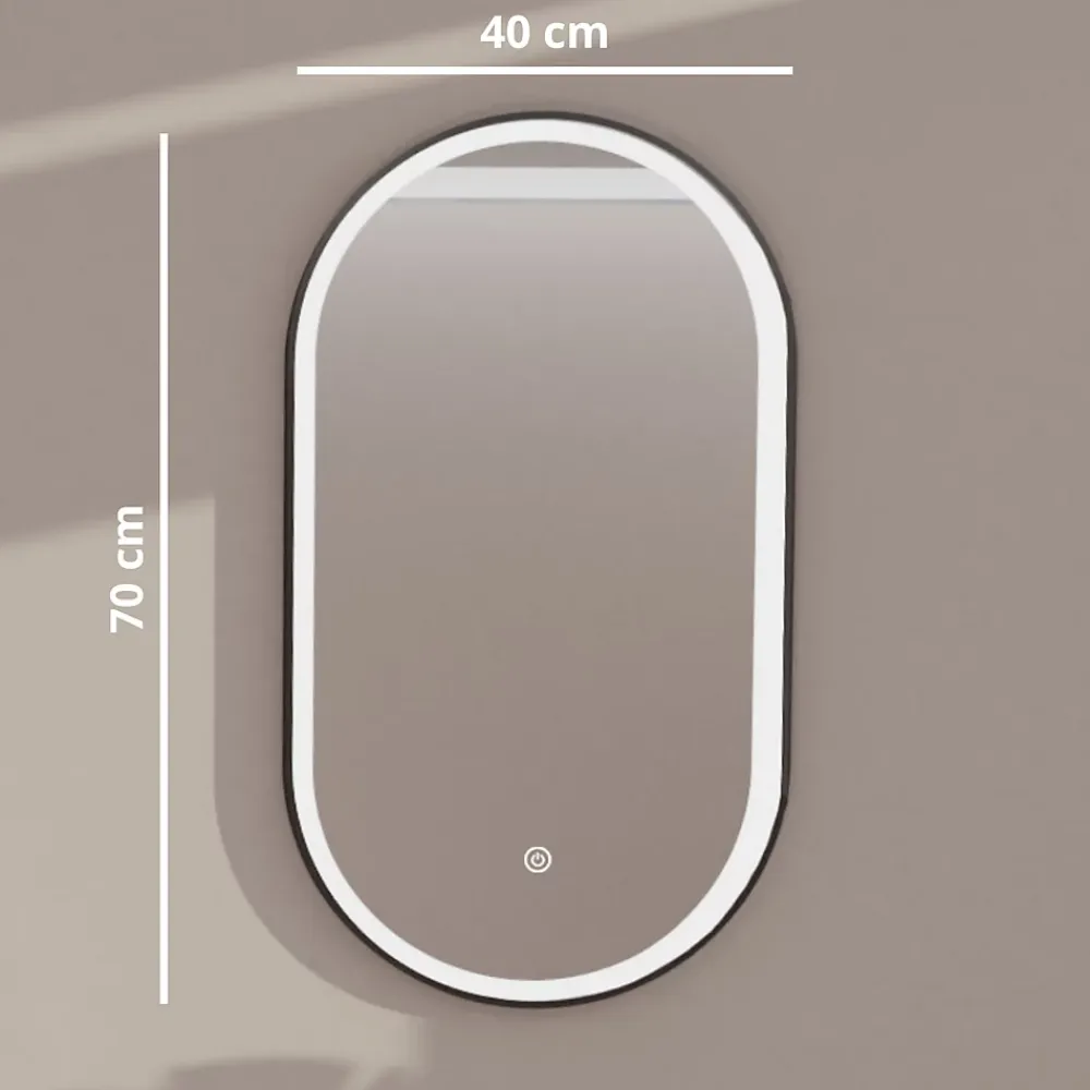 Lomazoo Miroir salle de bain Frankfurt avec LED 40x70 cm ovale noir